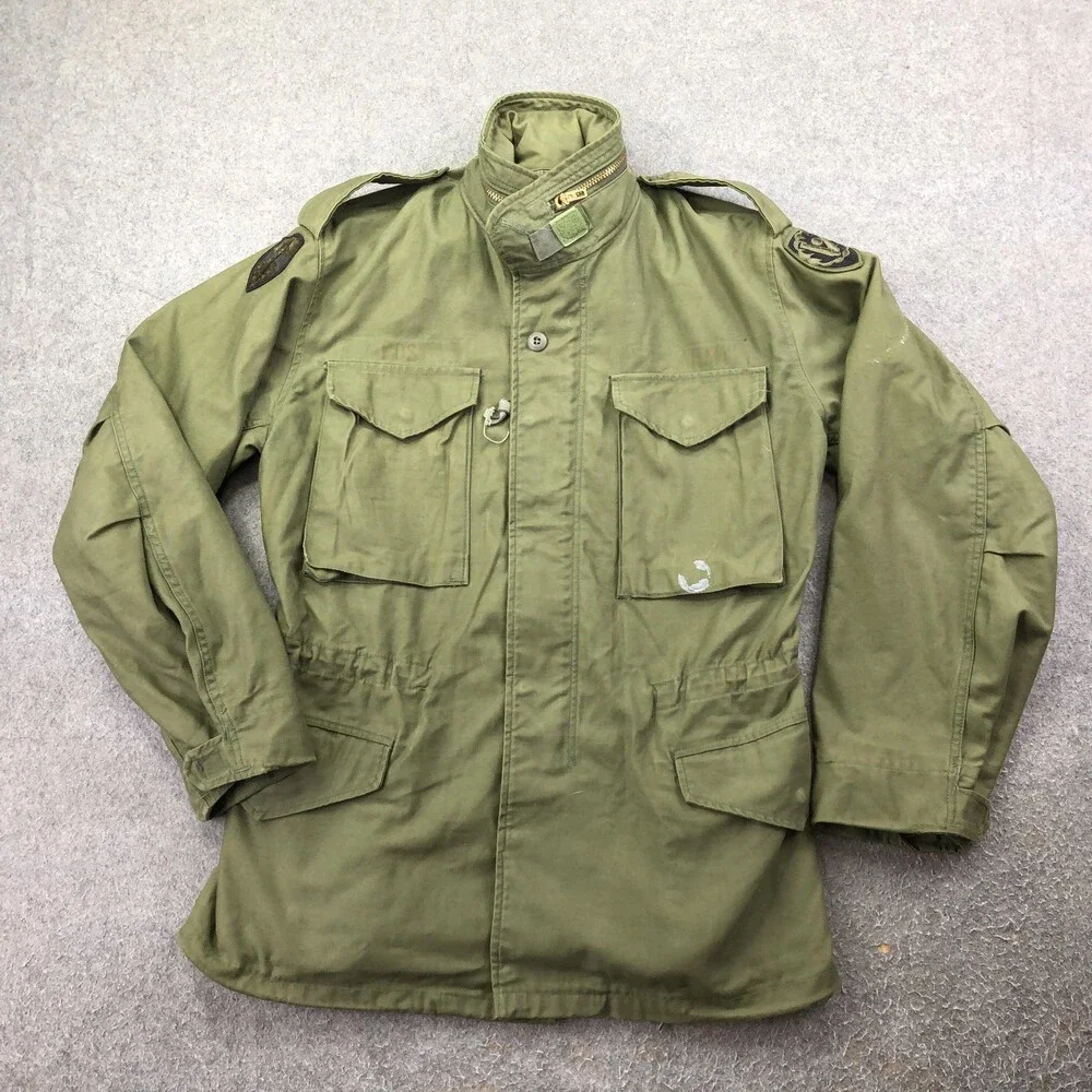 Vintage US Army Coat Mens Small Green Canvas Cold Weather Field Military OG-107